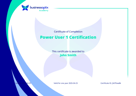 PU1 certficate for NEwsletter